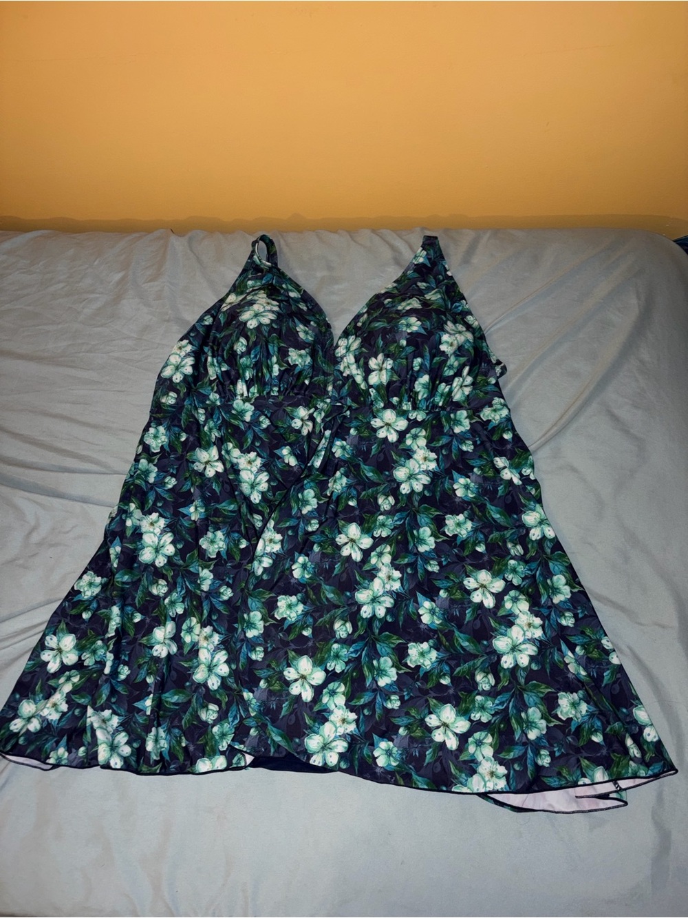 Persona Navy Floral Green Tropical Swim Dress